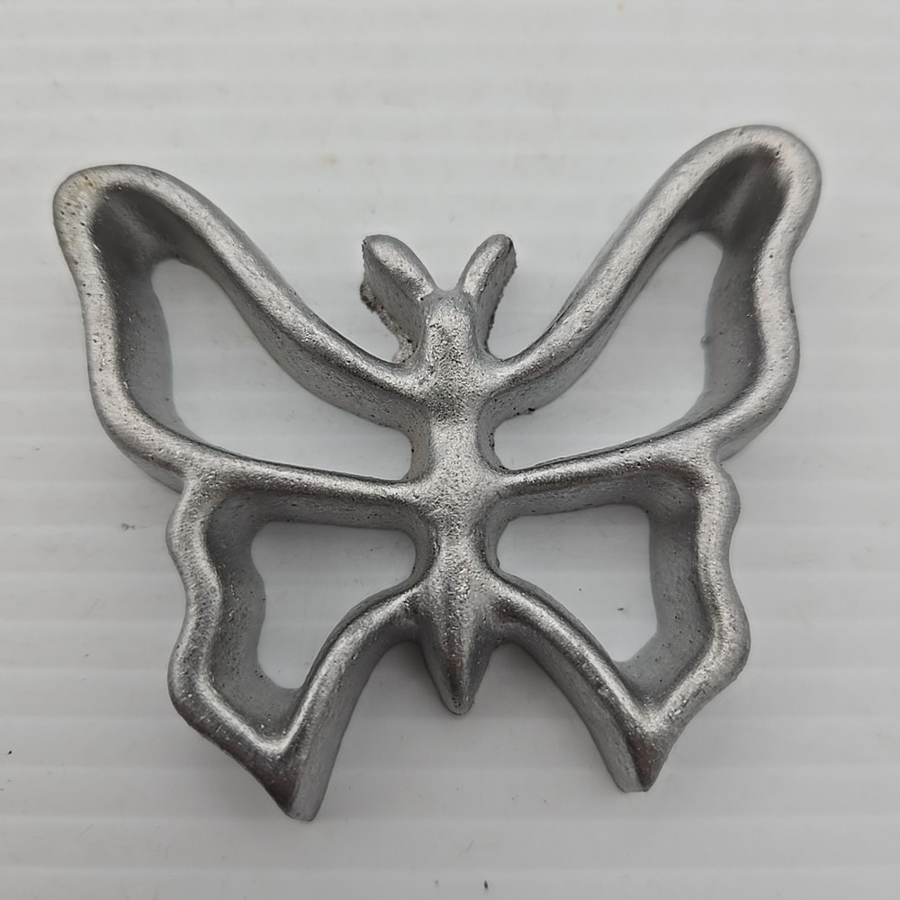 Vintage Rosette Iron Cookie Form Christmas Holiday Butterfly Silver Cast Metal